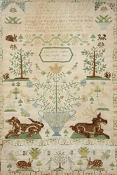 Marqueur en point de croix avec une prière, réalisé par Elizabeth Linder, 1756